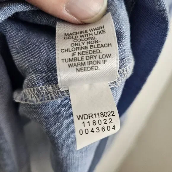 J Jill Love Linen Dress Womens PETITE Size S Check Plaid Blue White Tie Front - Picture 6 of 9